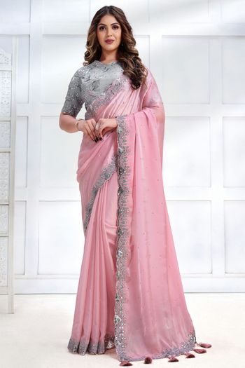 Crepe Satin Silk Designer Saree SR00430496
