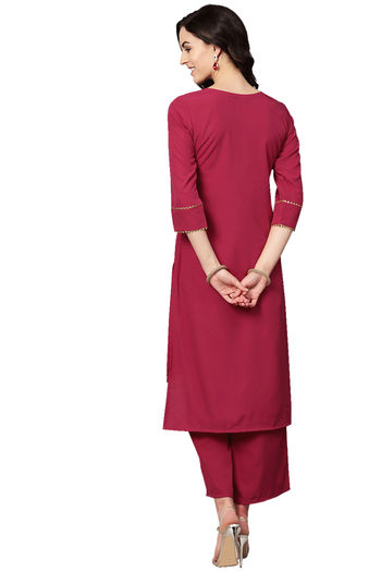 Crepe Solid Stitched Kurta And Palazzo Set KR04512549