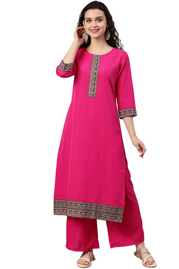 Crepe Solid Stitched Kurta And Palazzo Set KR04512556