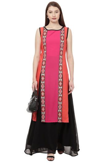 Crepe Stitched Digital Print Kurti KR04511916