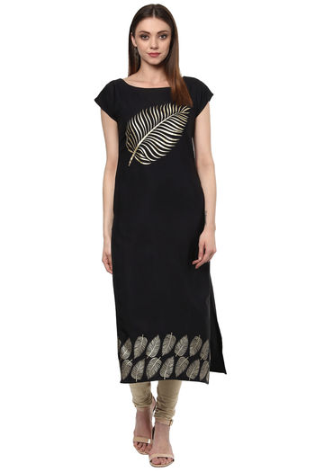 Crepe Stitched Foil Print Kurti KR04511913