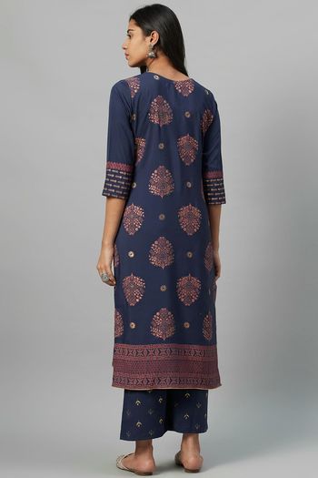 Crepe Stitched Foil Print Kurti KR04511948