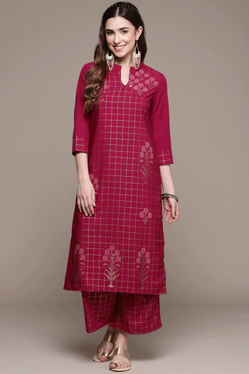 Crepe Stitched Foil Print Kurti KR04511920