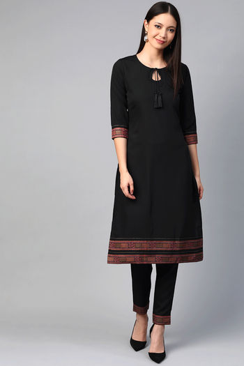 Crepe Stitched Solid Kurti KR04511944