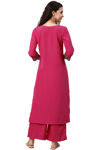 Crepe Stitched Solid Kurti KR04511934