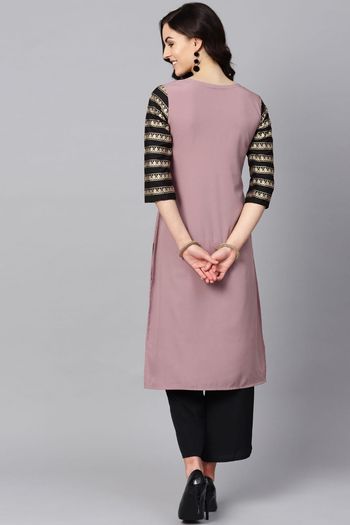 Crepe Stitched Solid Kurti KR04511930