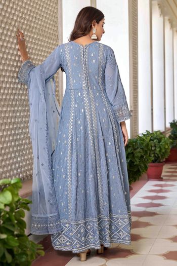 Faux Georgette Pant Style Suit SM01353329