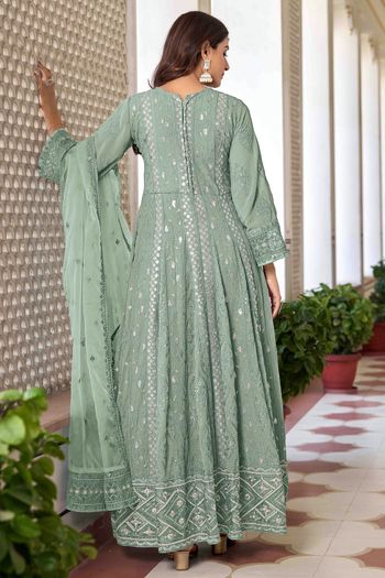 Faux Georgette Pant Style Suit SM01353325