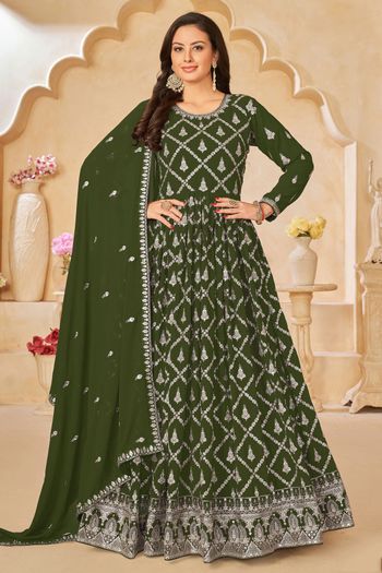 Faux Georgette Semi Stitched Anarkali Suit SM01640406