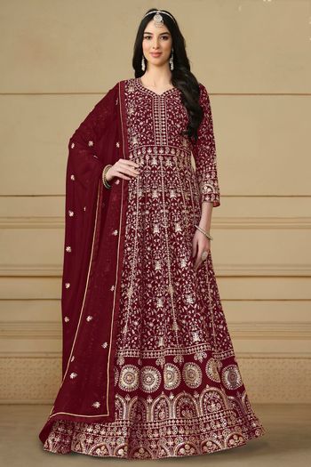 Faux Georgette Semi Stitched Anarkali Suit SM01640355