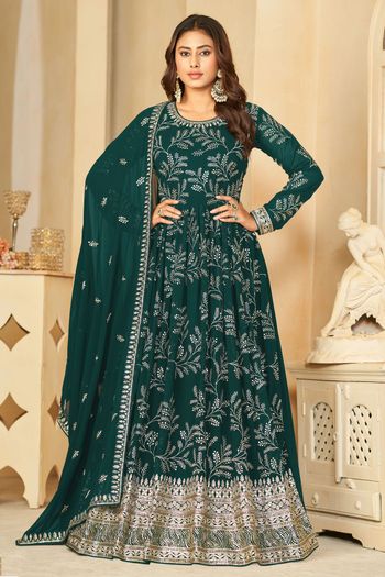 Faux Georgette Semi Stitched Anarkali Suit SM01640420