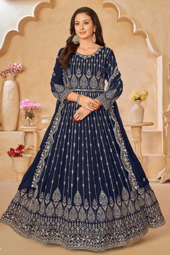 Faux Georgette Semi Stitched Anarkali Suit SM01640326