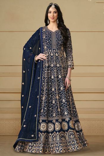 Faux Georgette Semi Stitched Anarkali Suit SM01640354