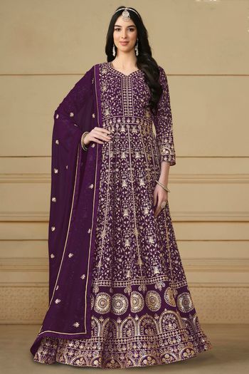 Faux Georgette Semi Stitched Anarkali Suit SM01640353