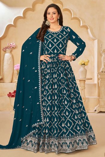 Faux Georgette Semi Stitched Anarkali Suit SM01640408