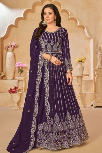 Faux Georgette Semi Stitched Anarkali Suit SM01640325