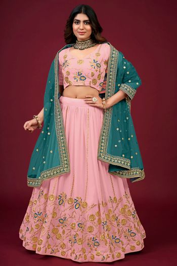 Faux Georgette Semi Stitched Designer Lehenga Choli LD05730086