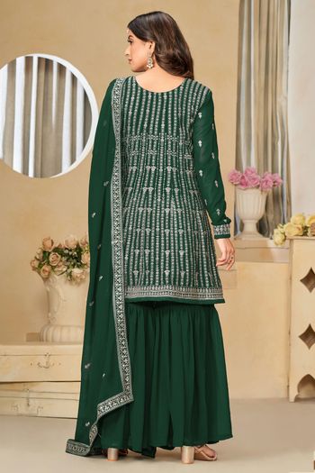 Faux Georgette Semi Stitched Sharara Suit SS01640356