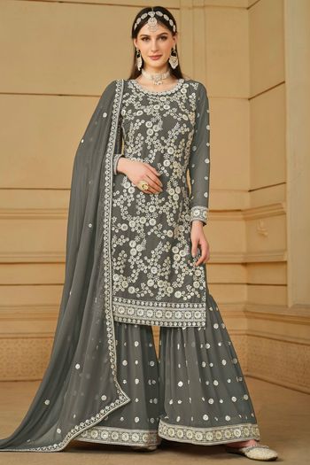 Faux Georgette Semi Stitched Sharara Suit SS01640429