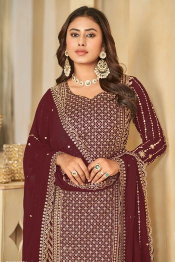 Faux Georgette Semi Stitched Sharara Suit SS01640428