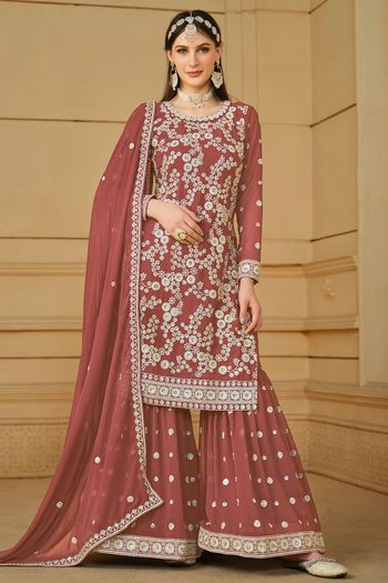 Faux Georgette Semi Stitched Sharara Suit SS01640432