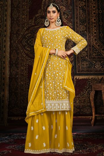 Faux Georgette Semi Stitched Sharara Suit SM01640398