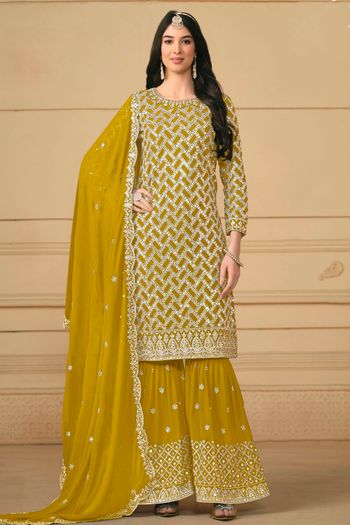 Faux Georgette Semi Stitched Sharara Suit SS01640348