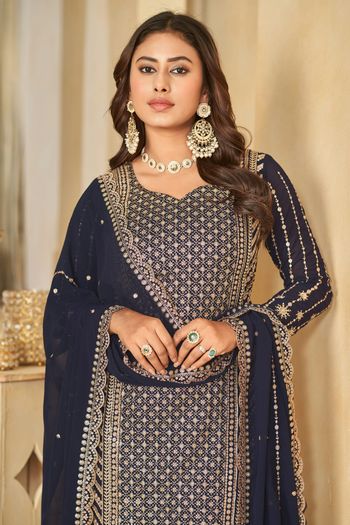 Faux Georgette Semi Stitched Sharara Suit SS01640427