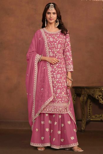 Faux Georgette Semi Stitched Sharara Suit SS01640340