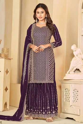 Faux Georgette Semi Stitched Sharara Suit SS01640426