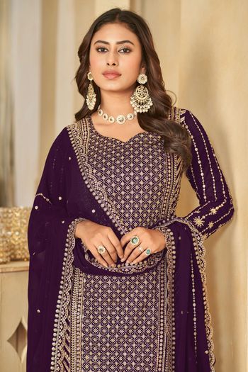 Faux Georgette Semi Stitched Sharara Suit SS01640426