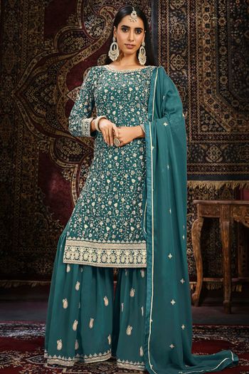 Faux Georgette Semi Stitched Sharara Suit SM01640400