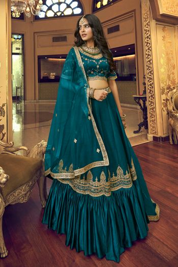 Lino Silk and Nylon Satin Semi Stitched Designer Lehenga Choli LD05730104