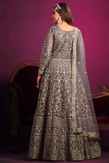 Net Semi Stitched Anarkali Suit SM01640295