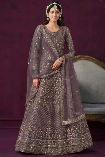 Net Semi Stitched Anarkali Suit SM01640330