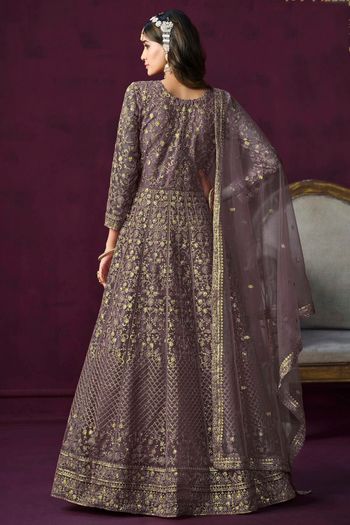 Net Semi Stitched Anarkali Suit SM01640330