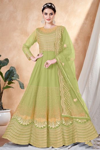 Net Semi Stitched Anarkali Suit SM01640403