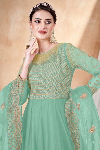 Net Semi Stitched Anarkali Suit SM01640404