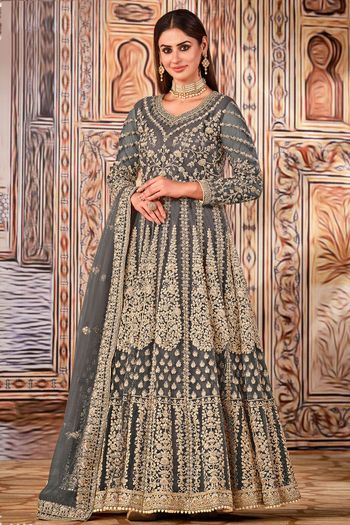 Net Semi Stitched Anarkali Suit SM01640273