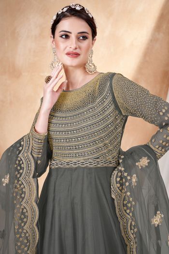 Net Semi Stitched Anarkali Suit SM01640405