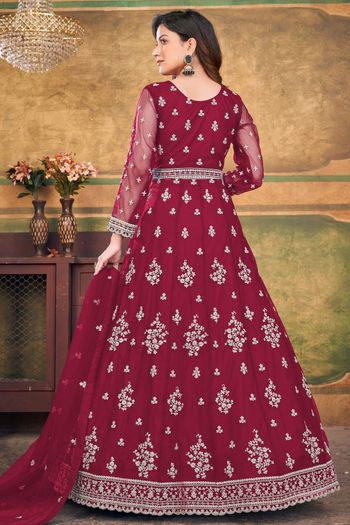 Net Semi Stitched Anarkali Suit SM01640381