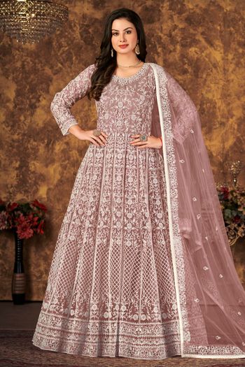 Net Semi Stitched Anarkali Suit SM01640284