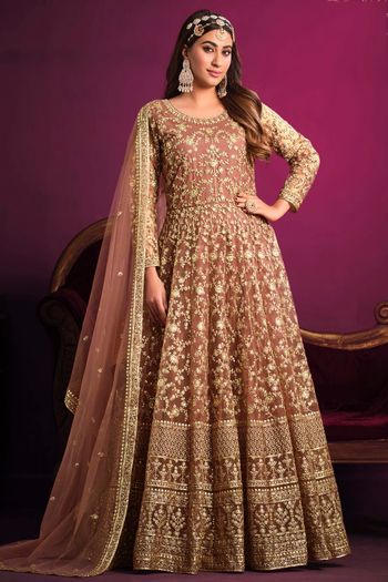 Net Semi Stitched Anarkali Suit SM01640296