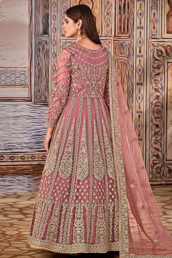 Net Semi Stitched Anarkali Suit SM01640275