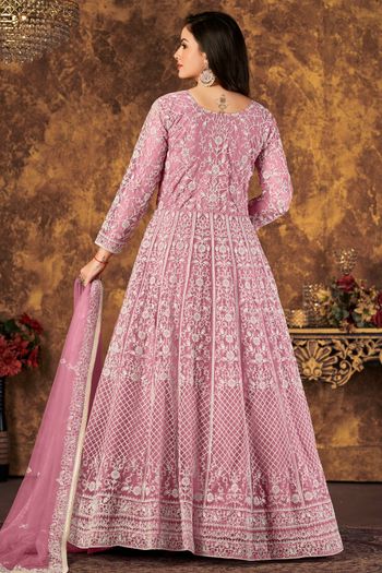 Net Semi Stitched Anarkali Suit SM01640282