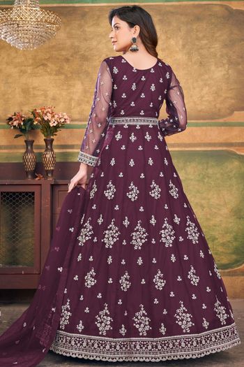 Net Semi Stitched Anarkali Suit SM01640379