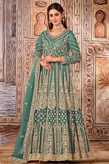 Net Semi Stitched Anarkali Suit SM01640272