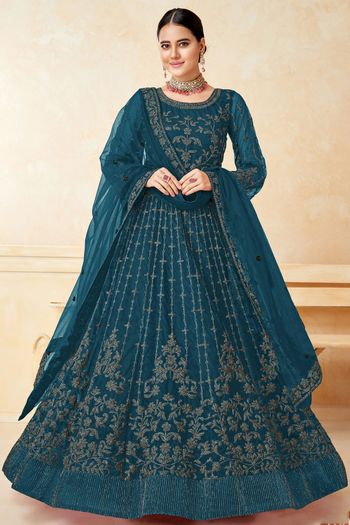 Net Semi Stitched Anarkali Suit SM01640370