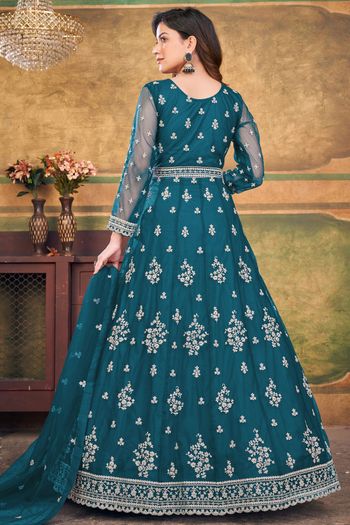 Net Semi Stitched Anarkali Suit SM01640378