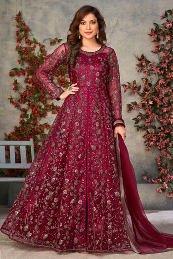 Faux Georgette Semi Stitched Anarkali Suit SM01640364